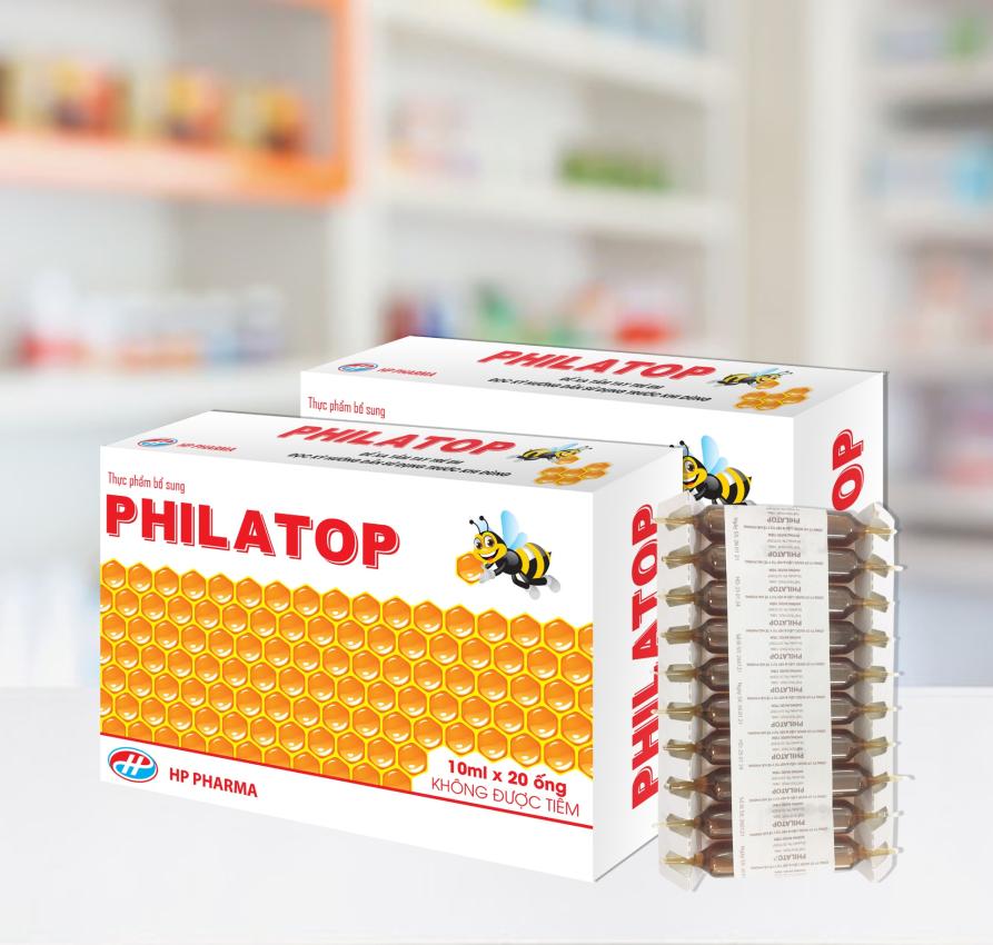 Thực phẩm bổ sung Philatop thủy tinh.